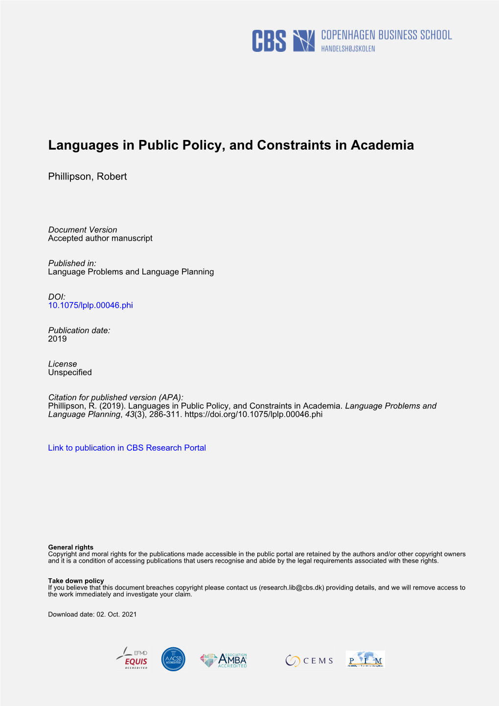 Robert Phillipson Languages in