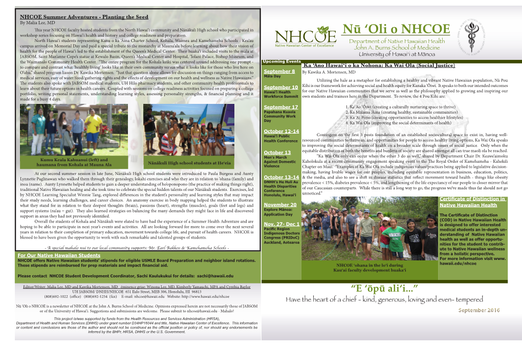 NHCOE Newsletter