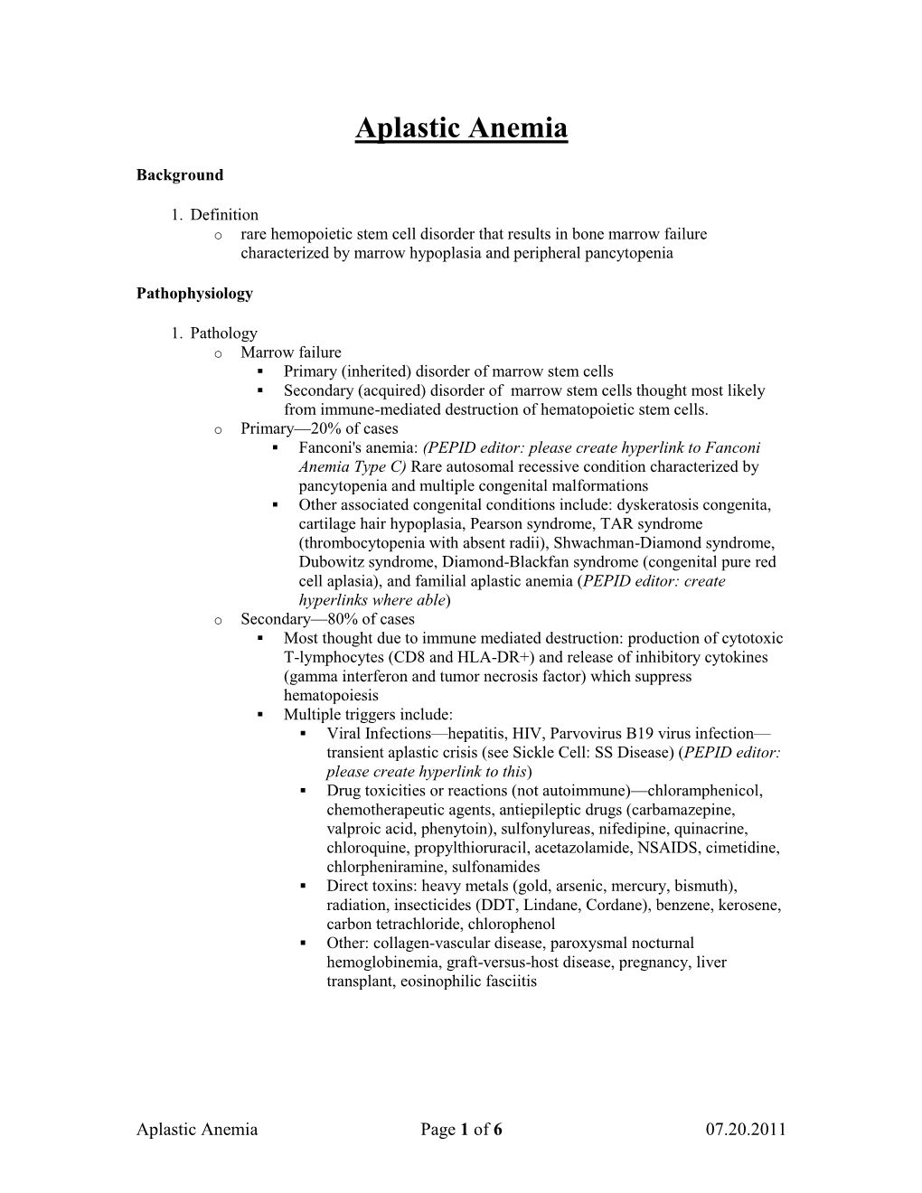 Aplastic Anemia