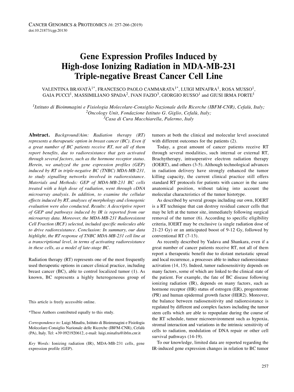 Gene Expression Profiles Induced by High-Dose Ionizing Radiation In