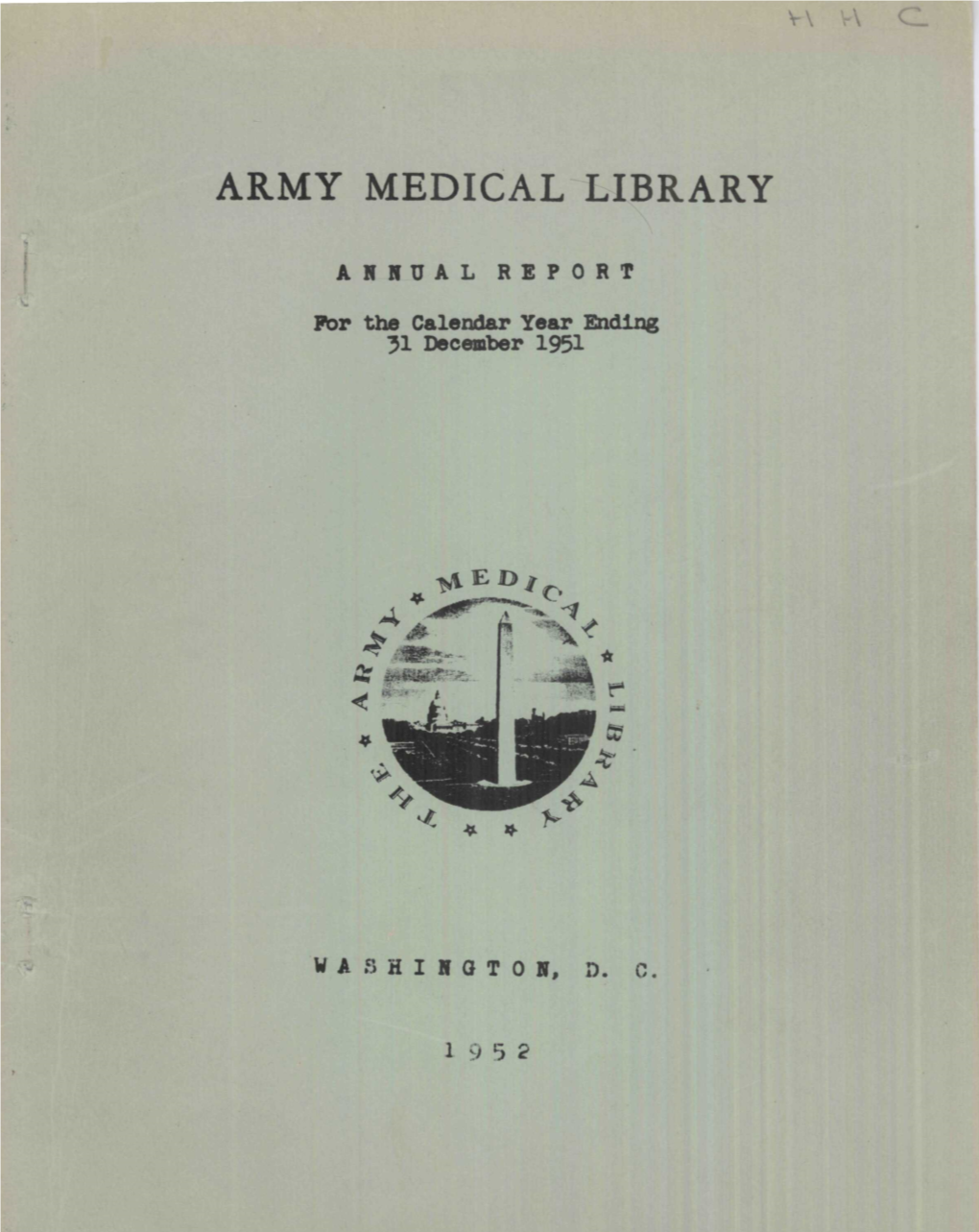 NLM Annual Report of Programs and Services, 1951