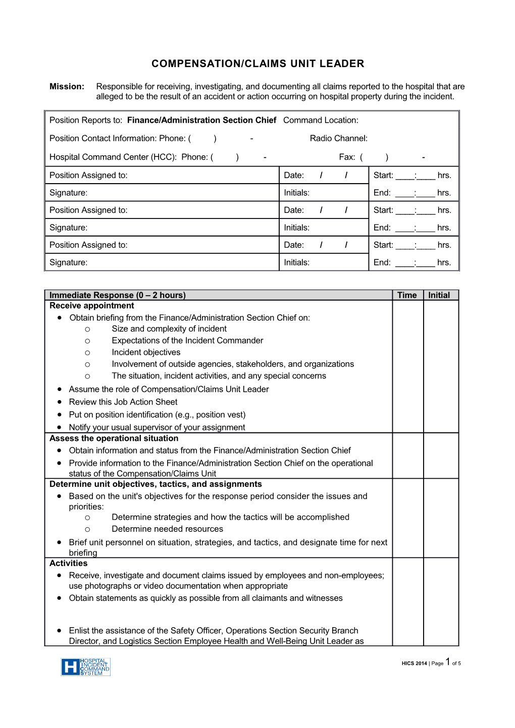 Compensation Claims Unit Leader