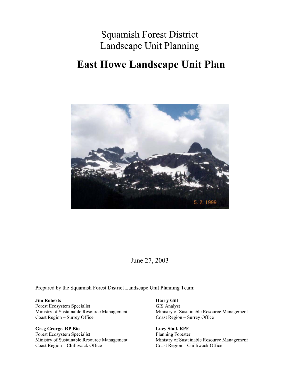 East Howe Landscape Unit Plan
