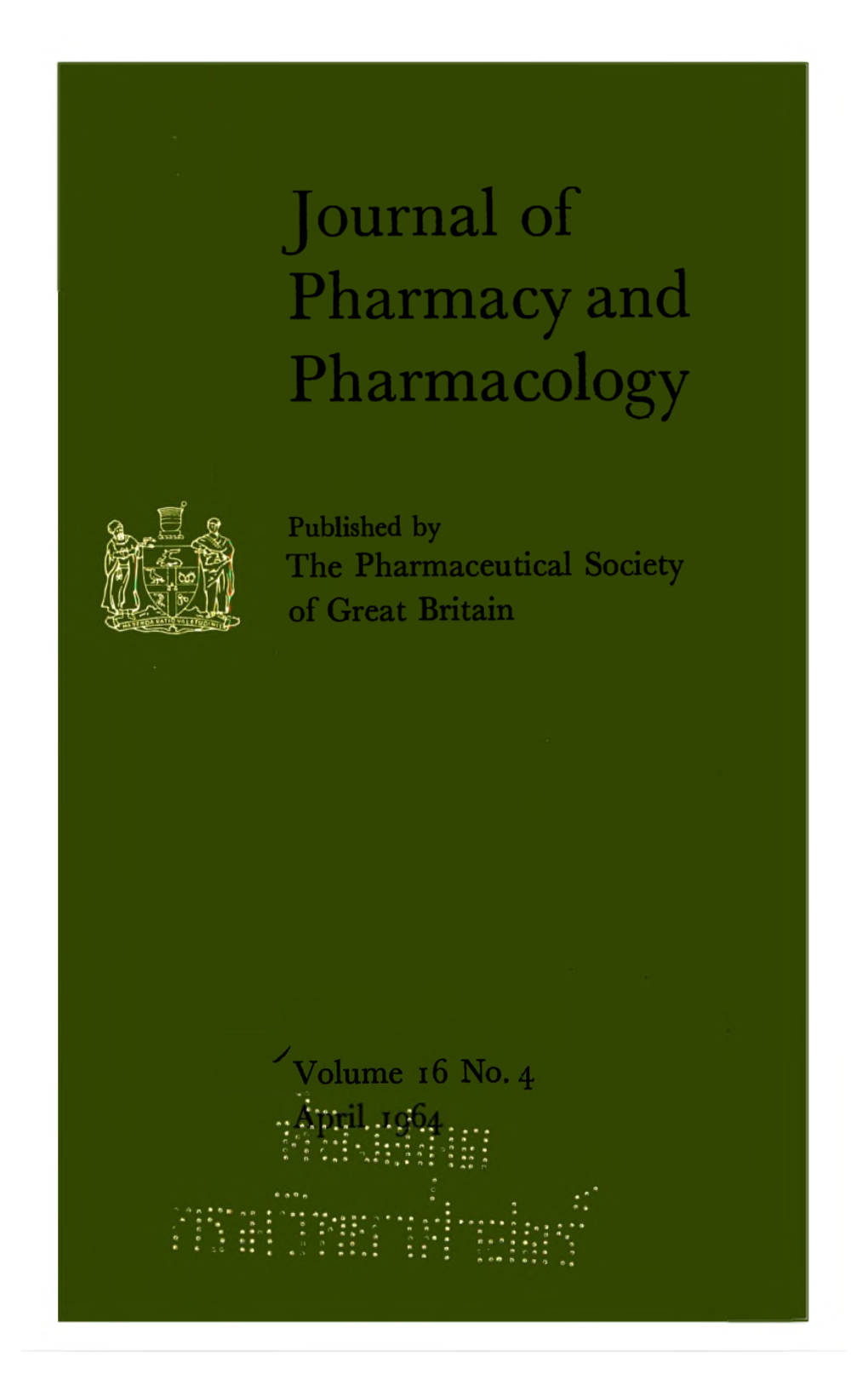 Journal of Pharmacy and Pharmacology 1964 Volume.16 No.4