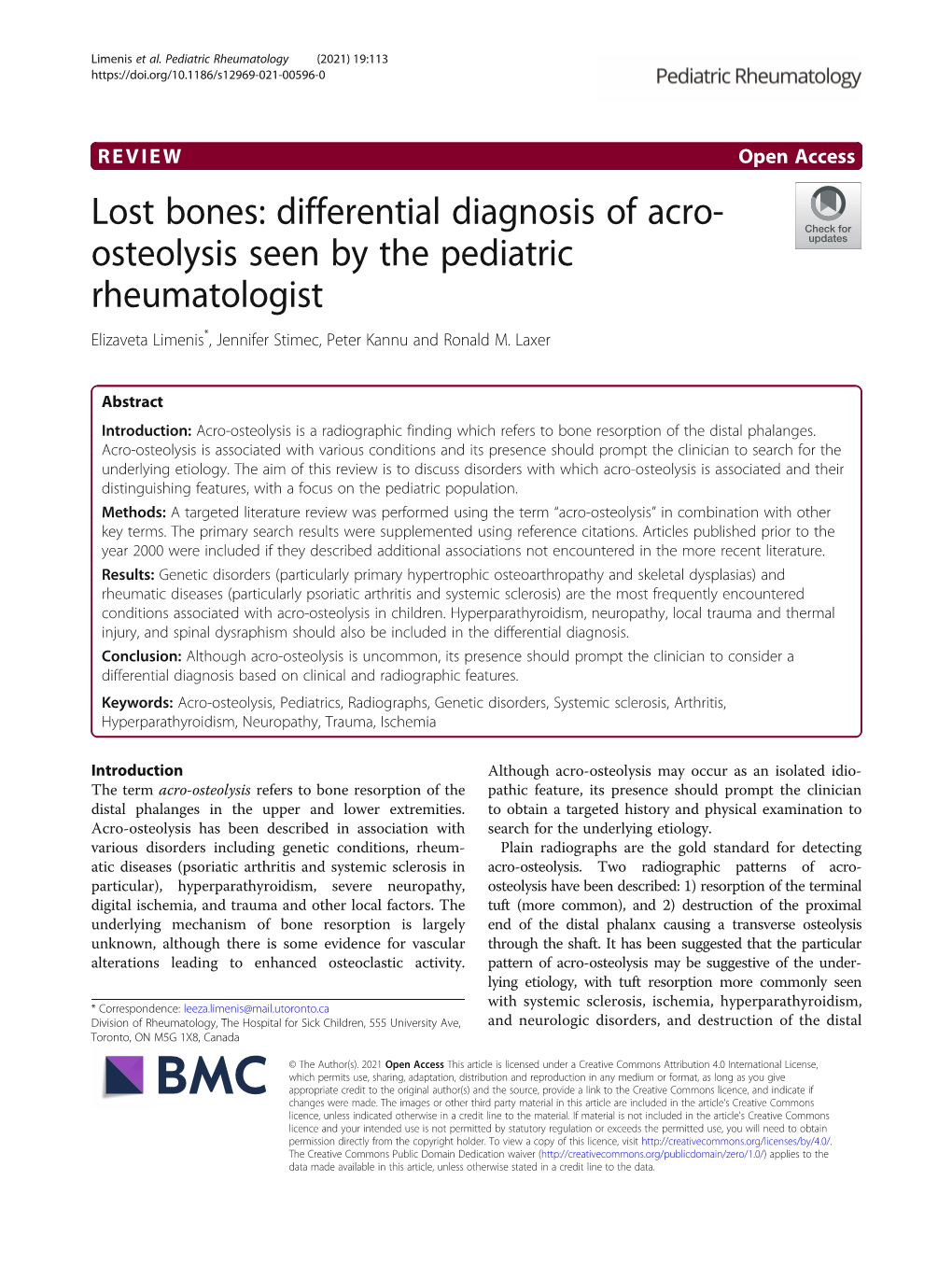Lost Bones: Differential Diagnosis of Acro-Osteolysis Seen by The