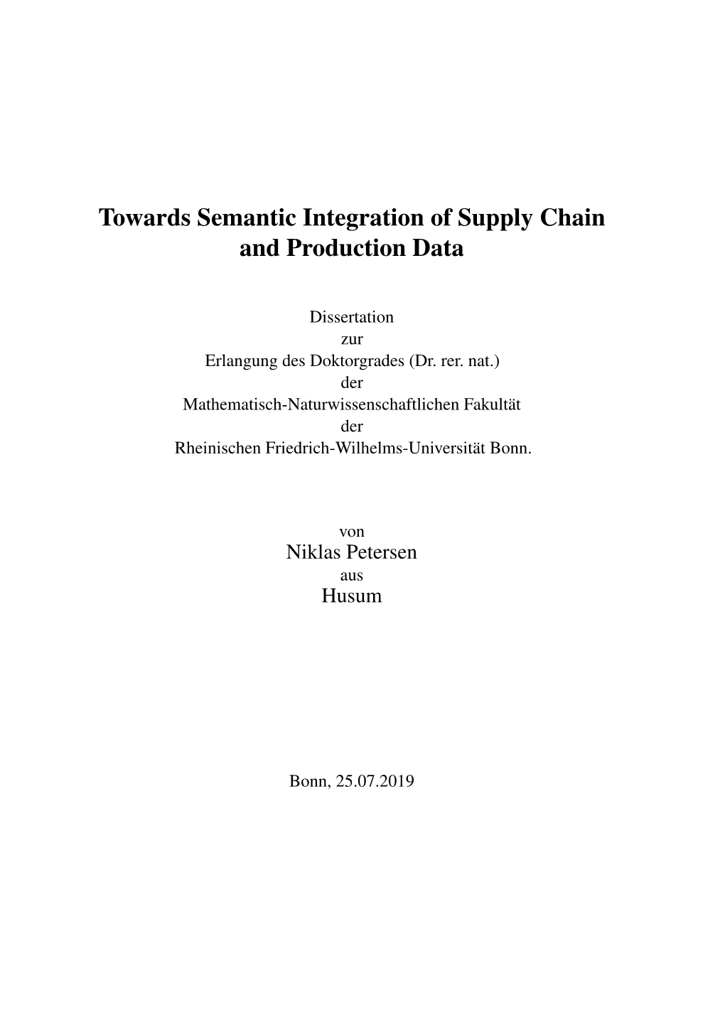 Towards Semantic Integration of Supply Chain and Production Data