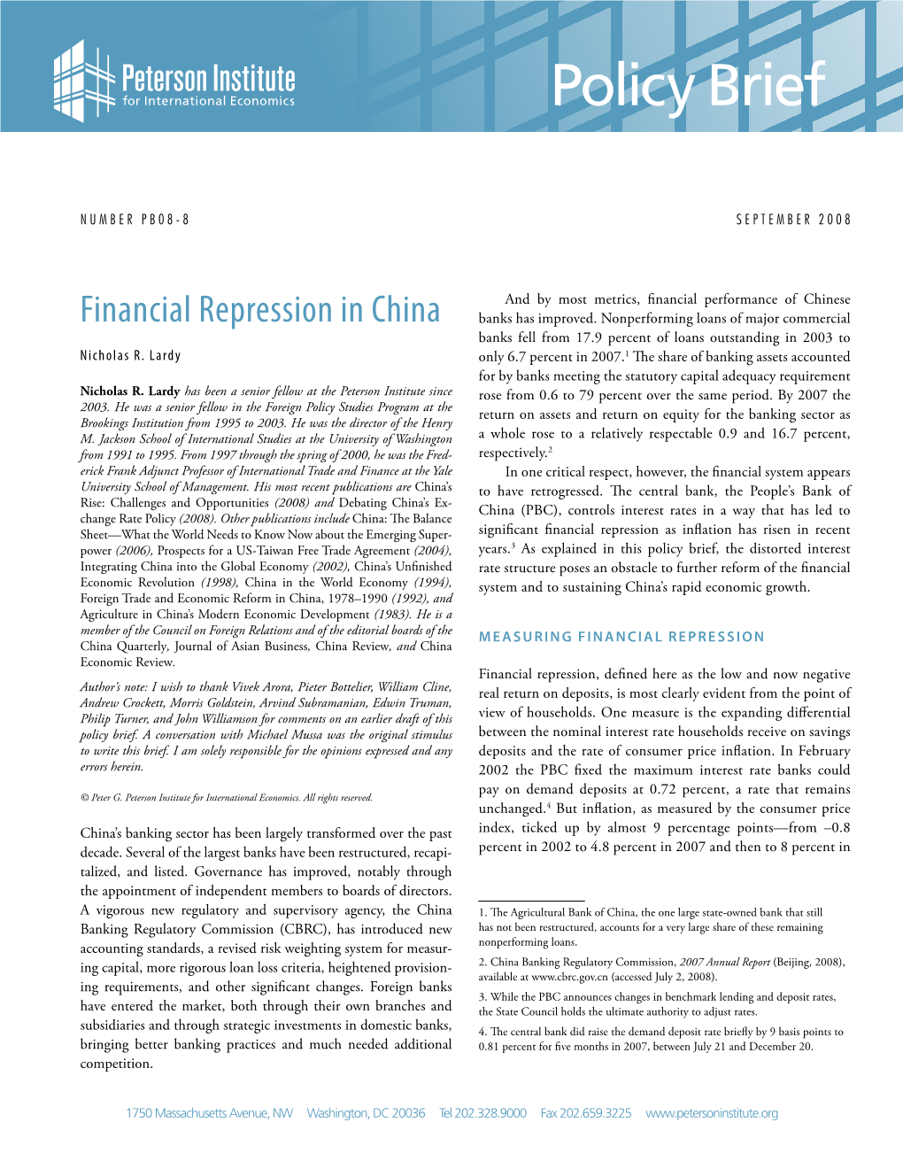 Financial Repression in China