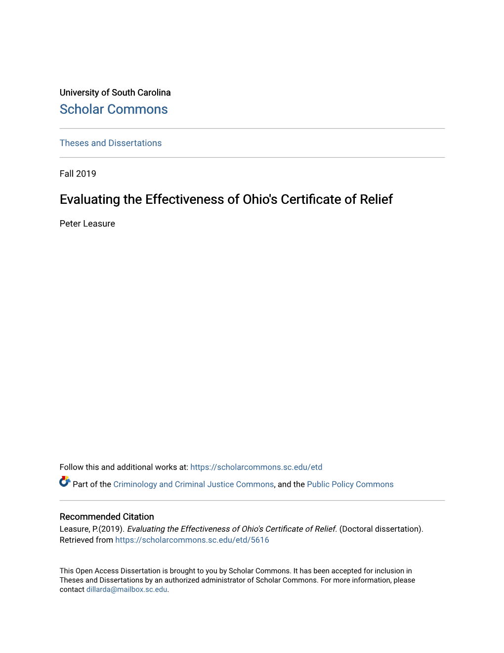 Evaluating the Effectiveness of Ohio's Certificate of Relief