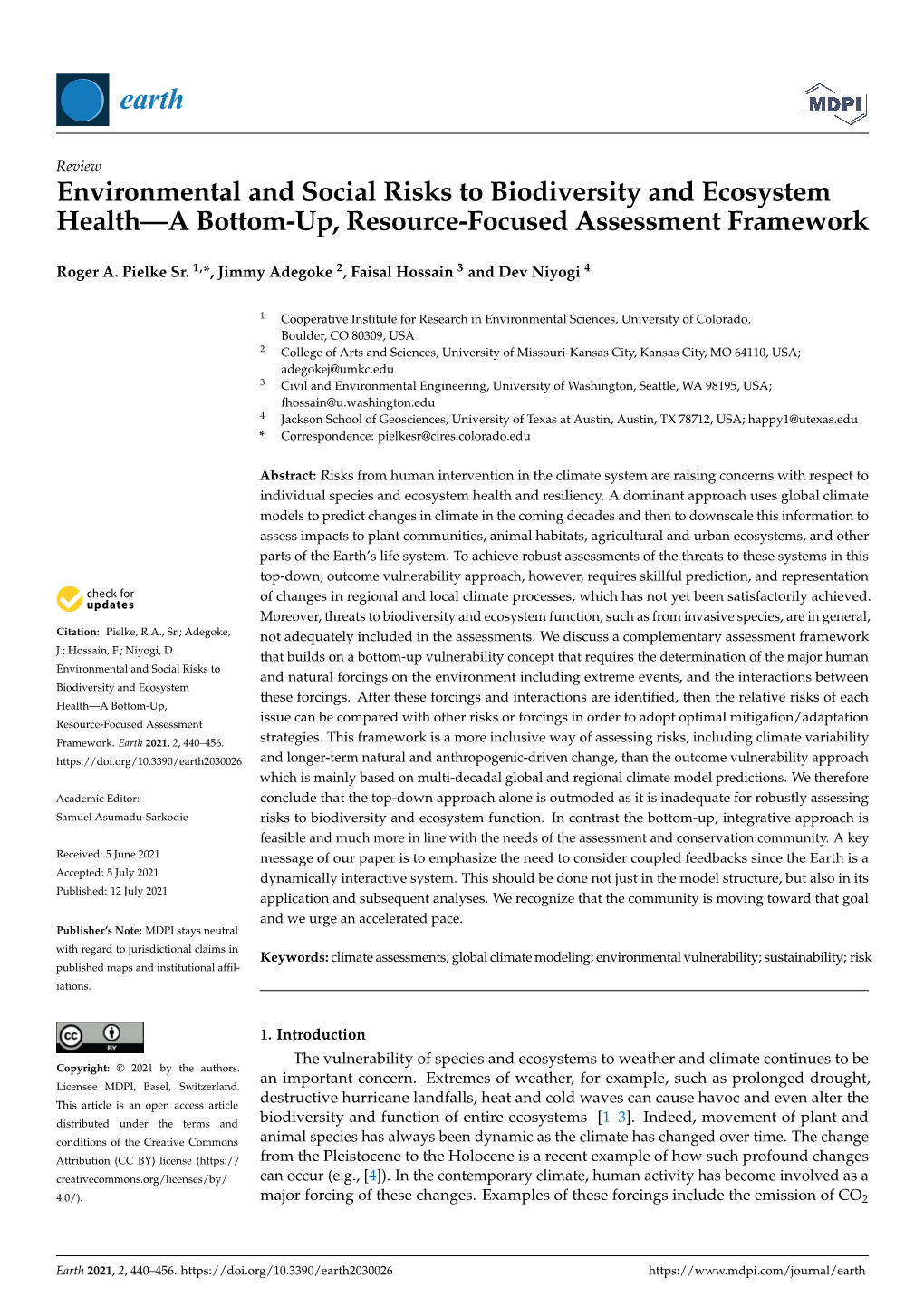 Environmental and Social Risks to Biodiversity and Ecosystem Health—A Bottom-Up, Resource-Focused Assessment Framework