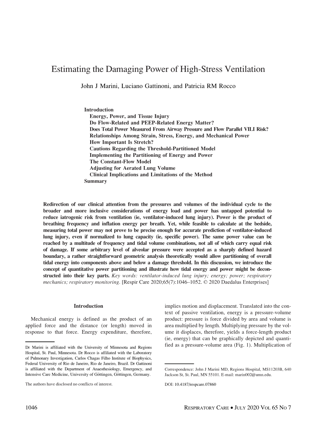 Estimating the Damaging Power of High-Stress Ventilation