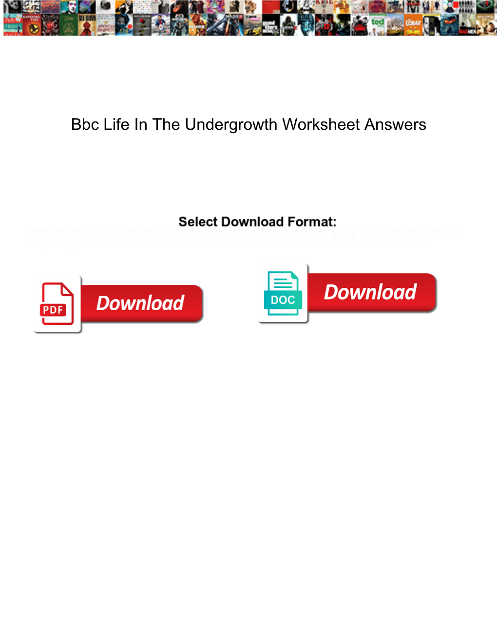Bbc Life in the Undergrowth Worksheet Answers