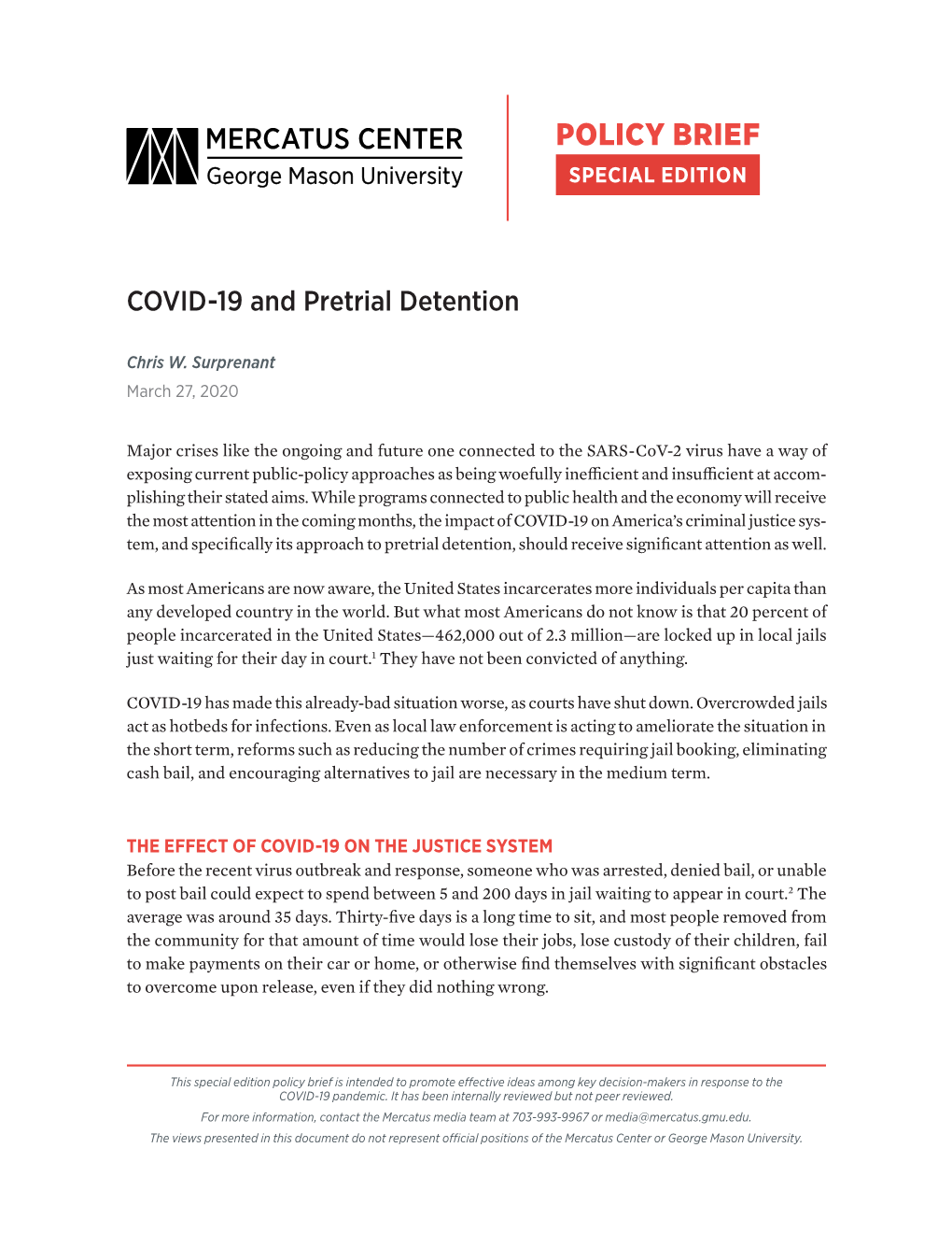 COVID-19 and Pretrial Detention