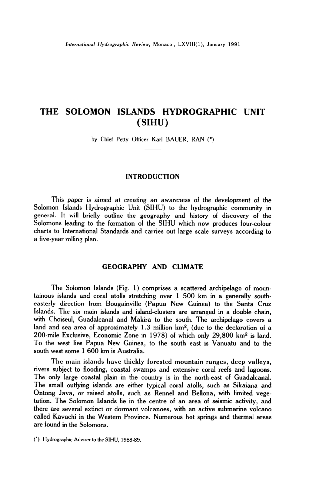 The Solomon Islands Hydrographic Unit (Sihu)