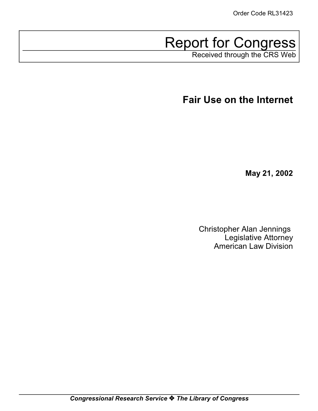 Fair Use on the Internet