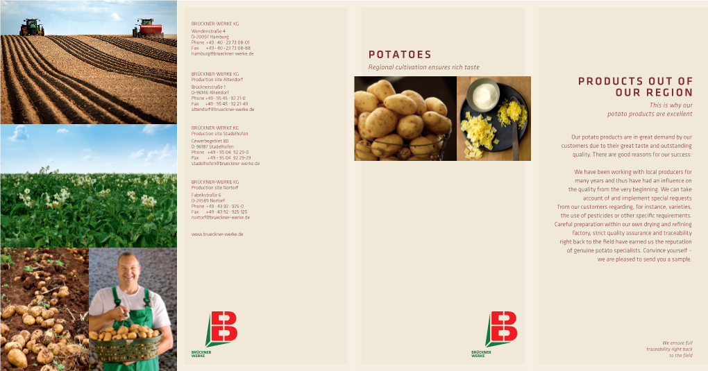 POTATOES Products out of Our Region