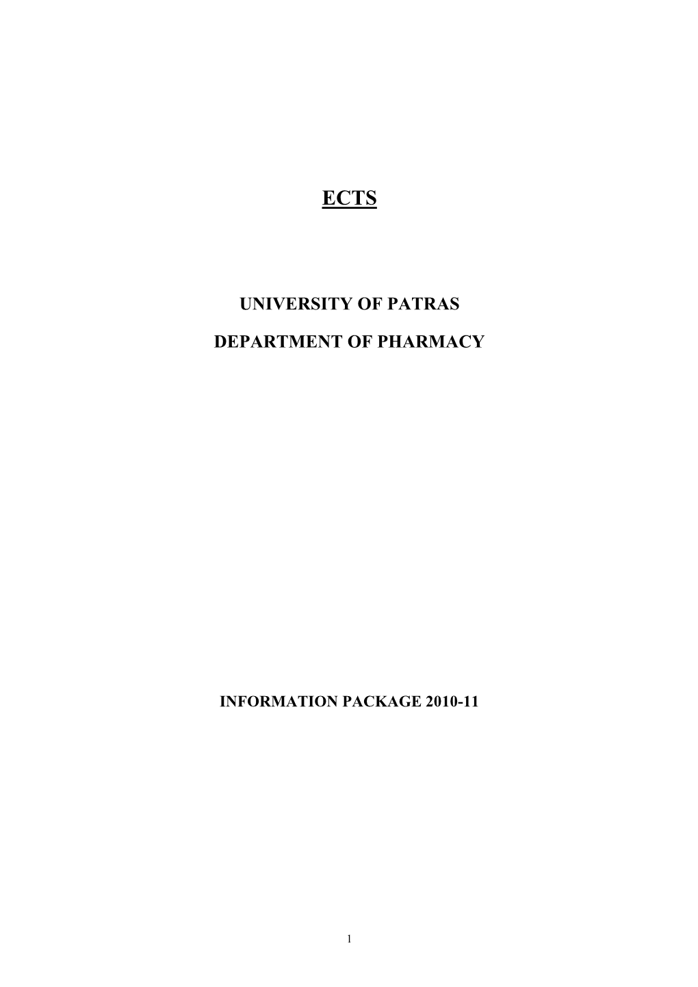 University of Patras Department of Pharmacy