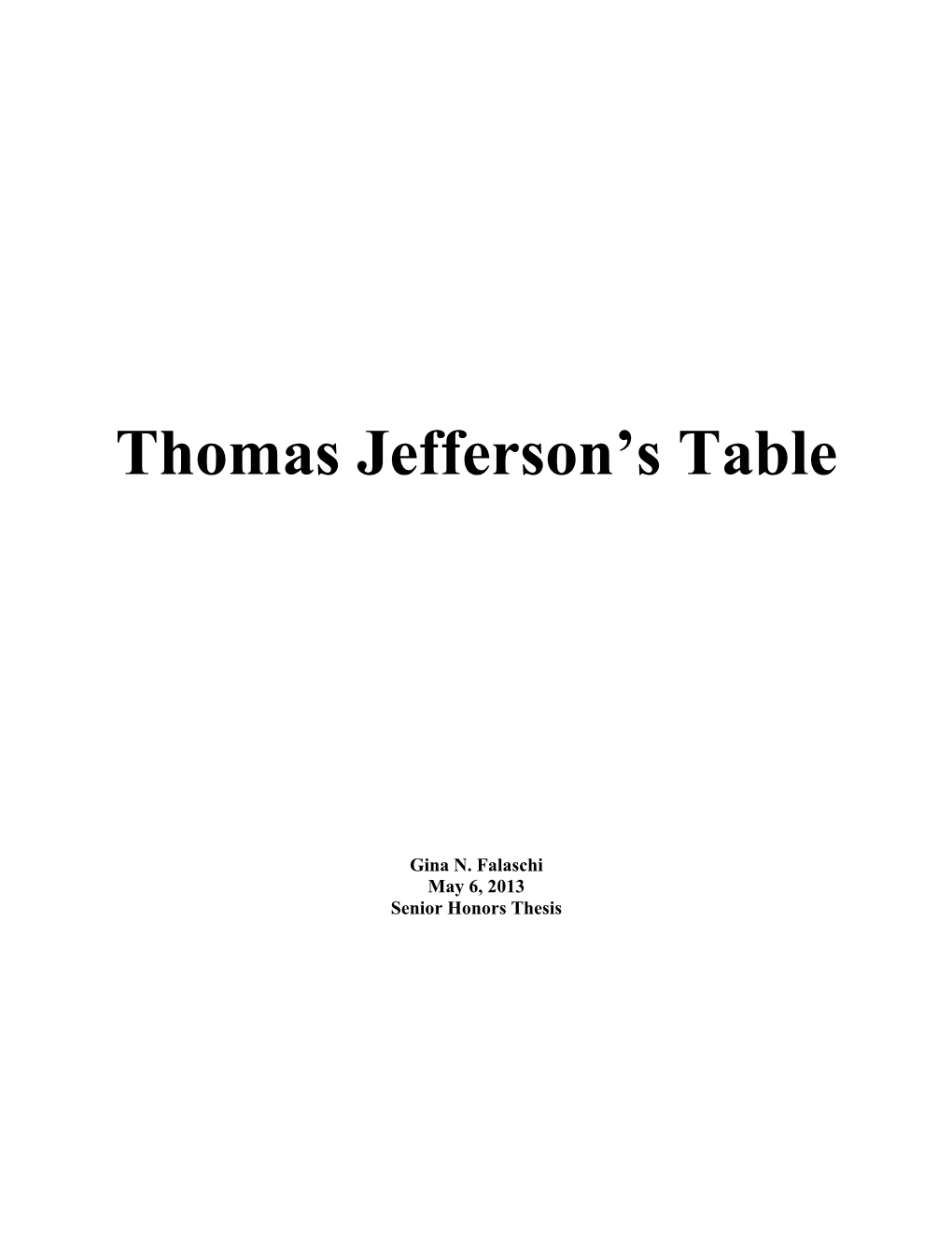 Thomas Jefferson's Table