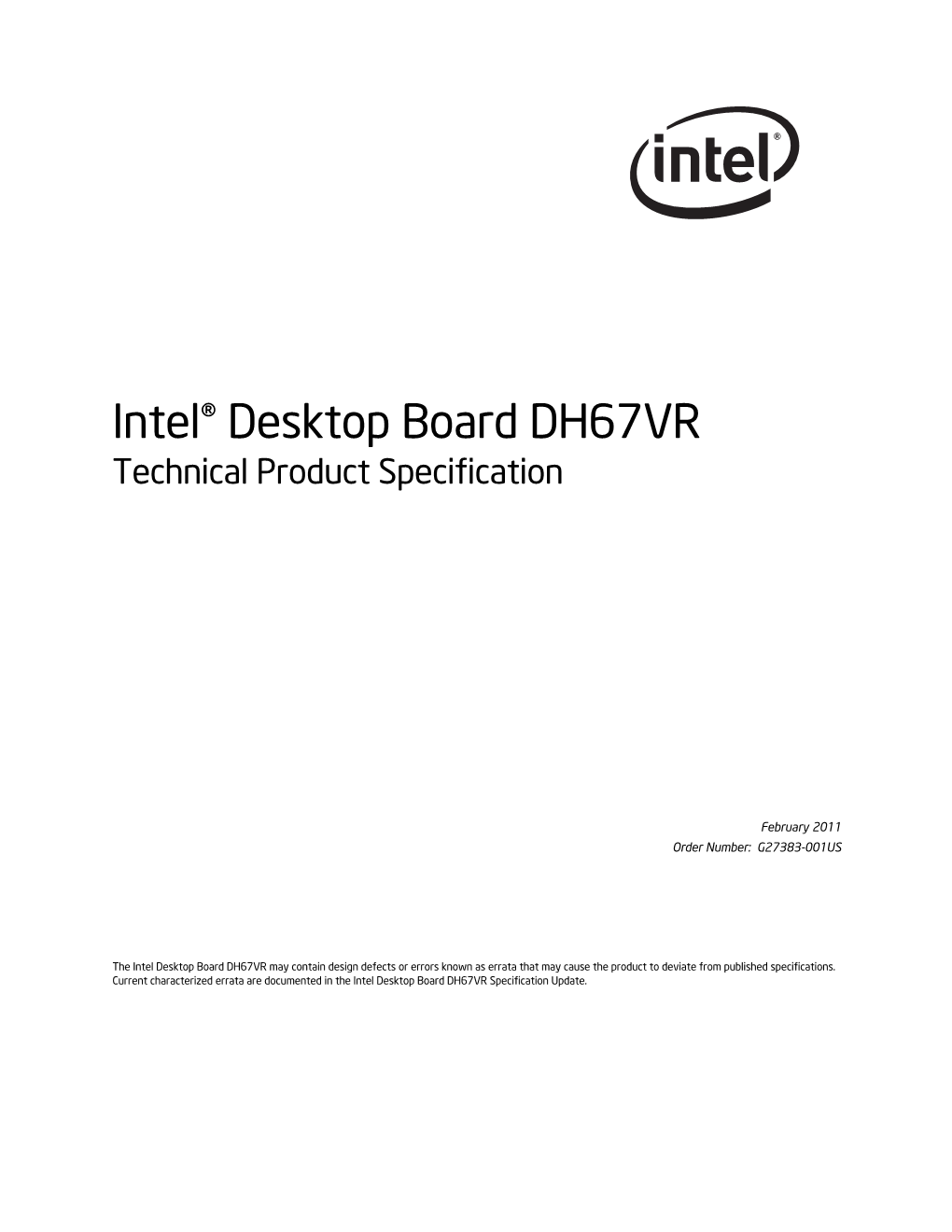 Intel® Desktop Board DH67VR Technical Product Specification