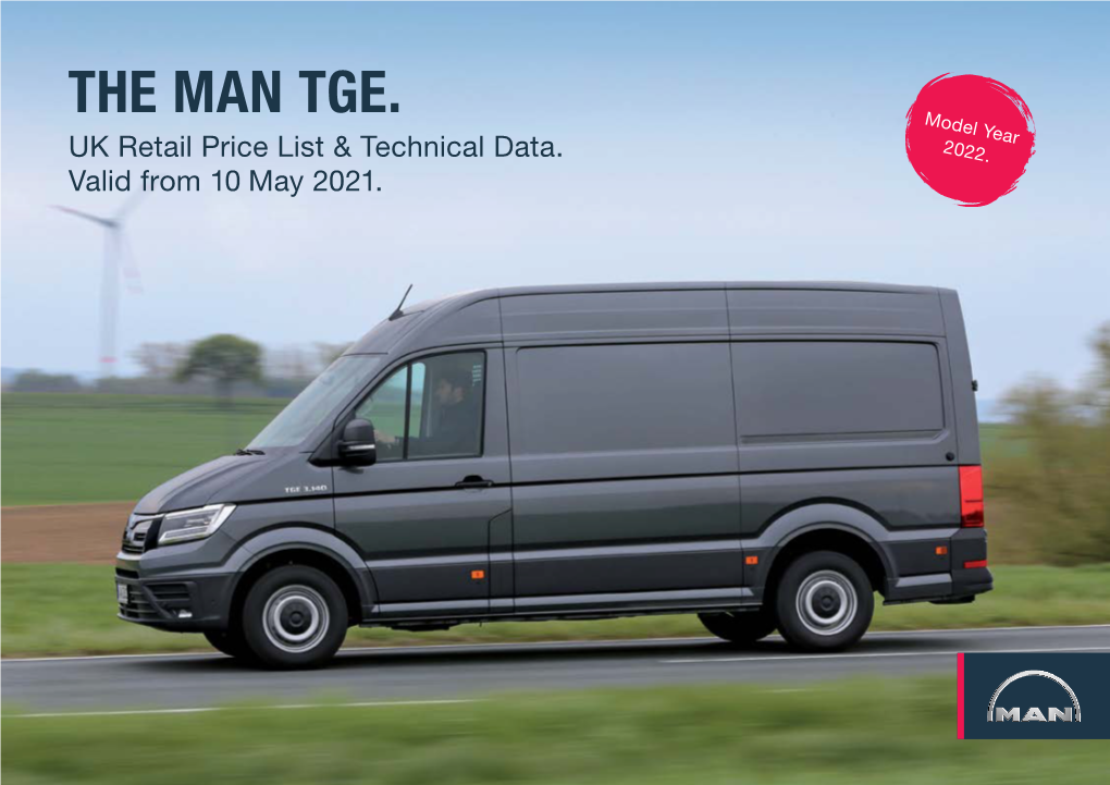 The MAN TGE. Model Year UK Retail Price List & Technical Data