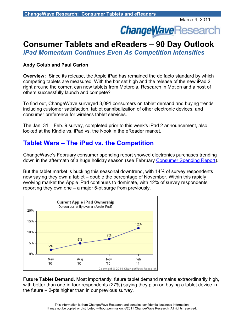 Changewave Research: Consumer Tablets and Ereaders