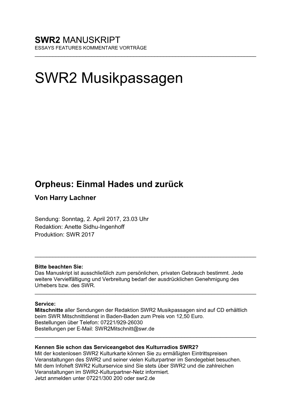 SWR2 Musikpassagen