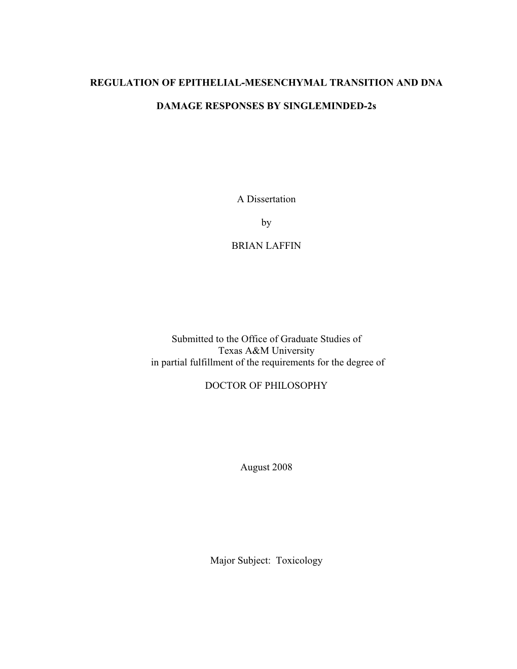 Regulation of Epithelial-Mesenchymal Transition and Dna