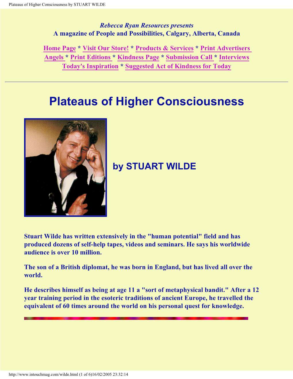Plateaus of Higher Consciousness by STUART WILDE