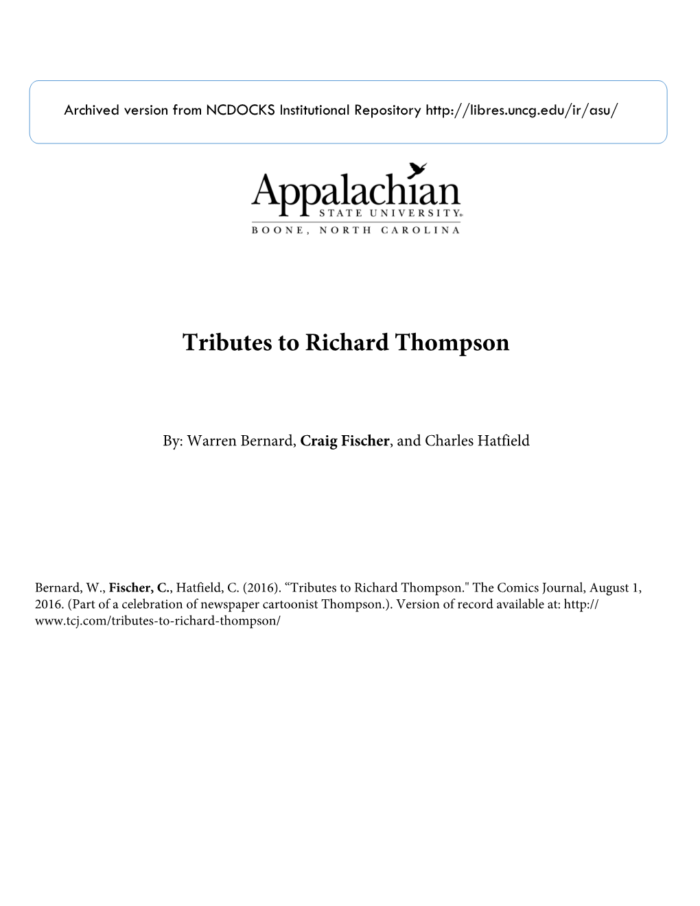 Tributes to Richard Thompson