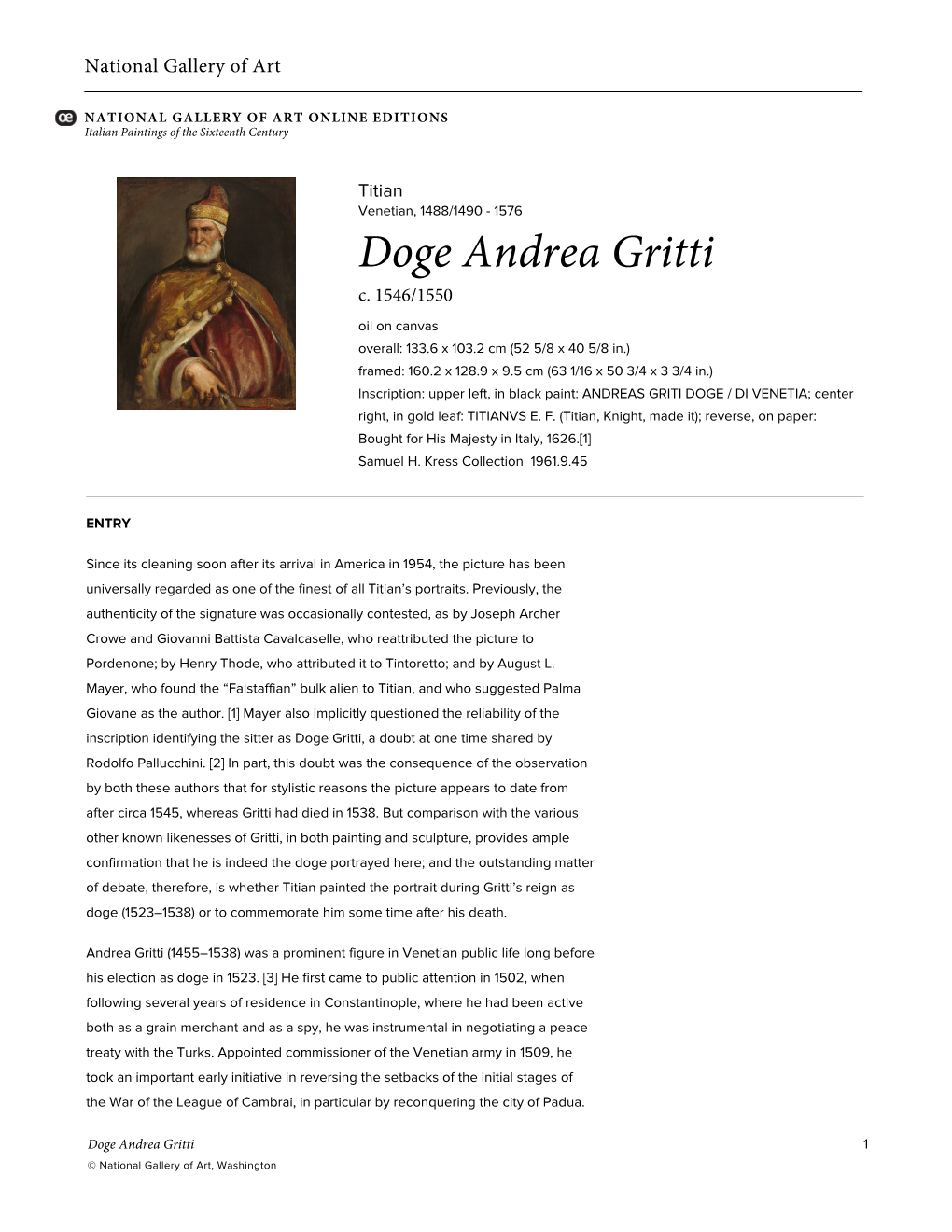 Doge Andrea Gritti C