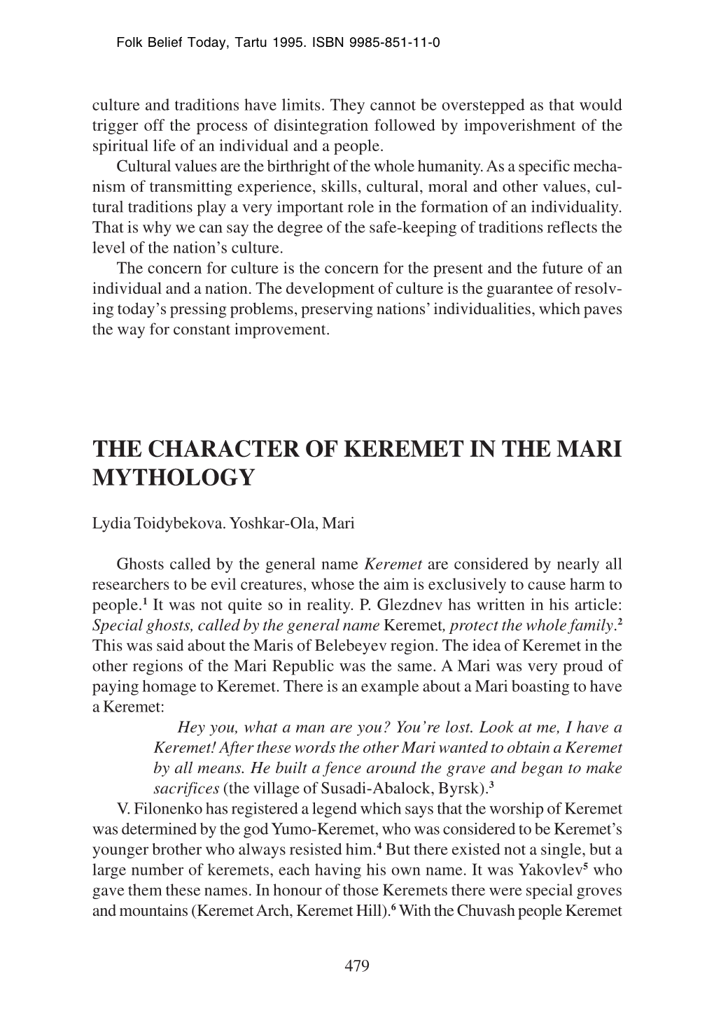 Lydia Toidybekova the Character of Keremet in the Mari Mythology