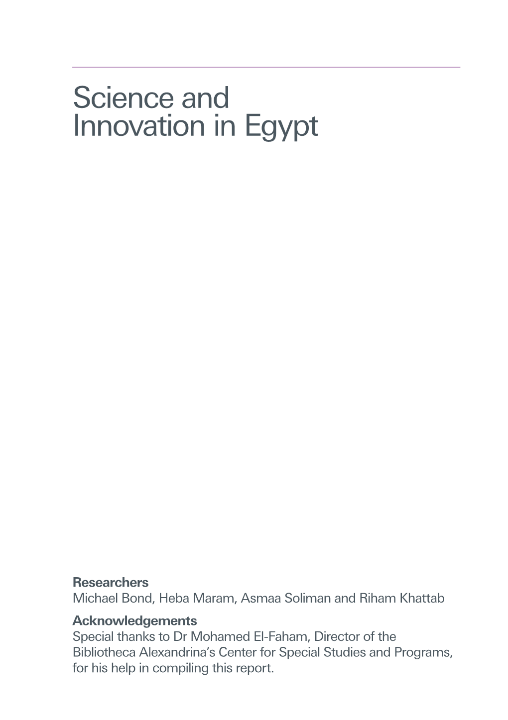 Science and Innovation in Egypt