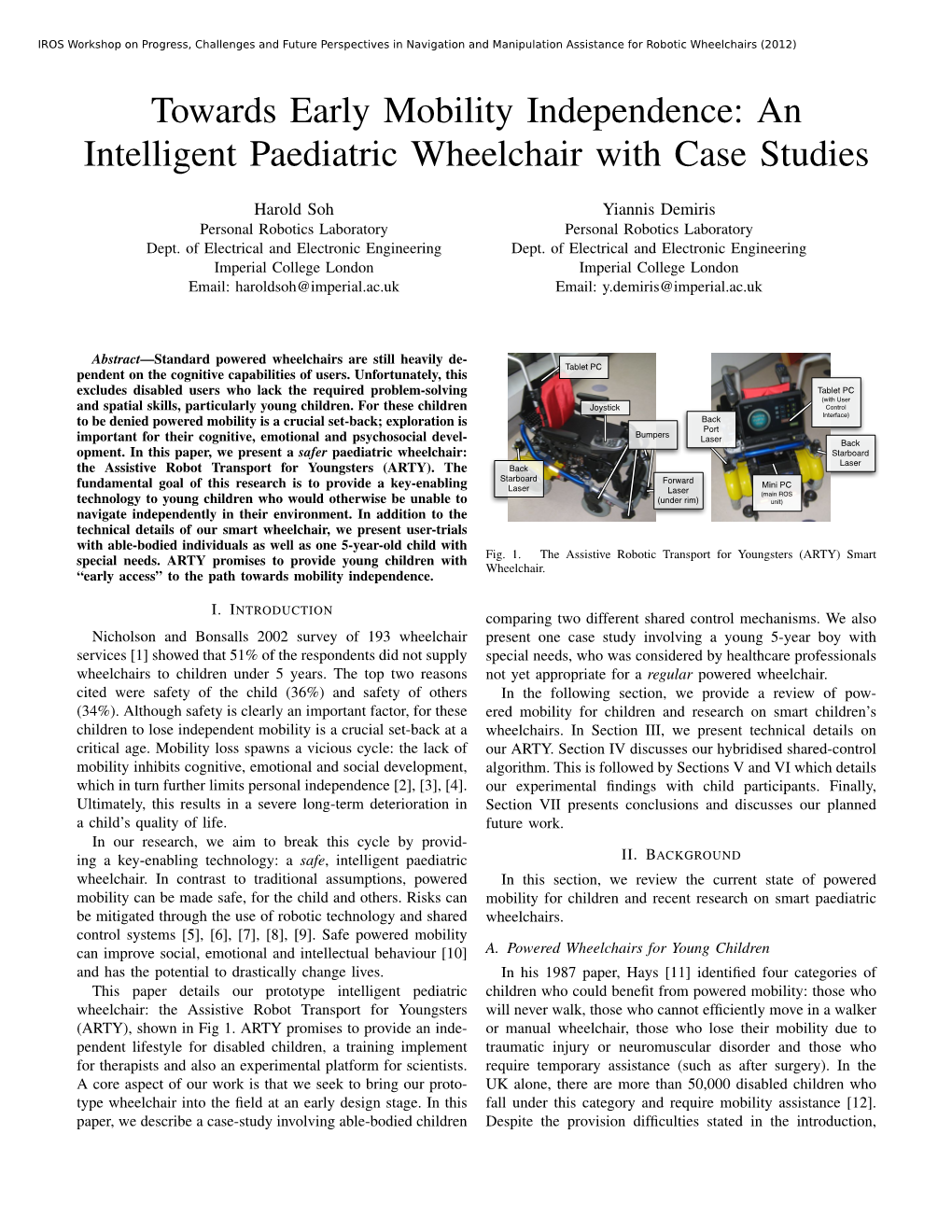 Towards Early Mobility Independence: an Intelligent Paediatric Wheelchair with Case Studies