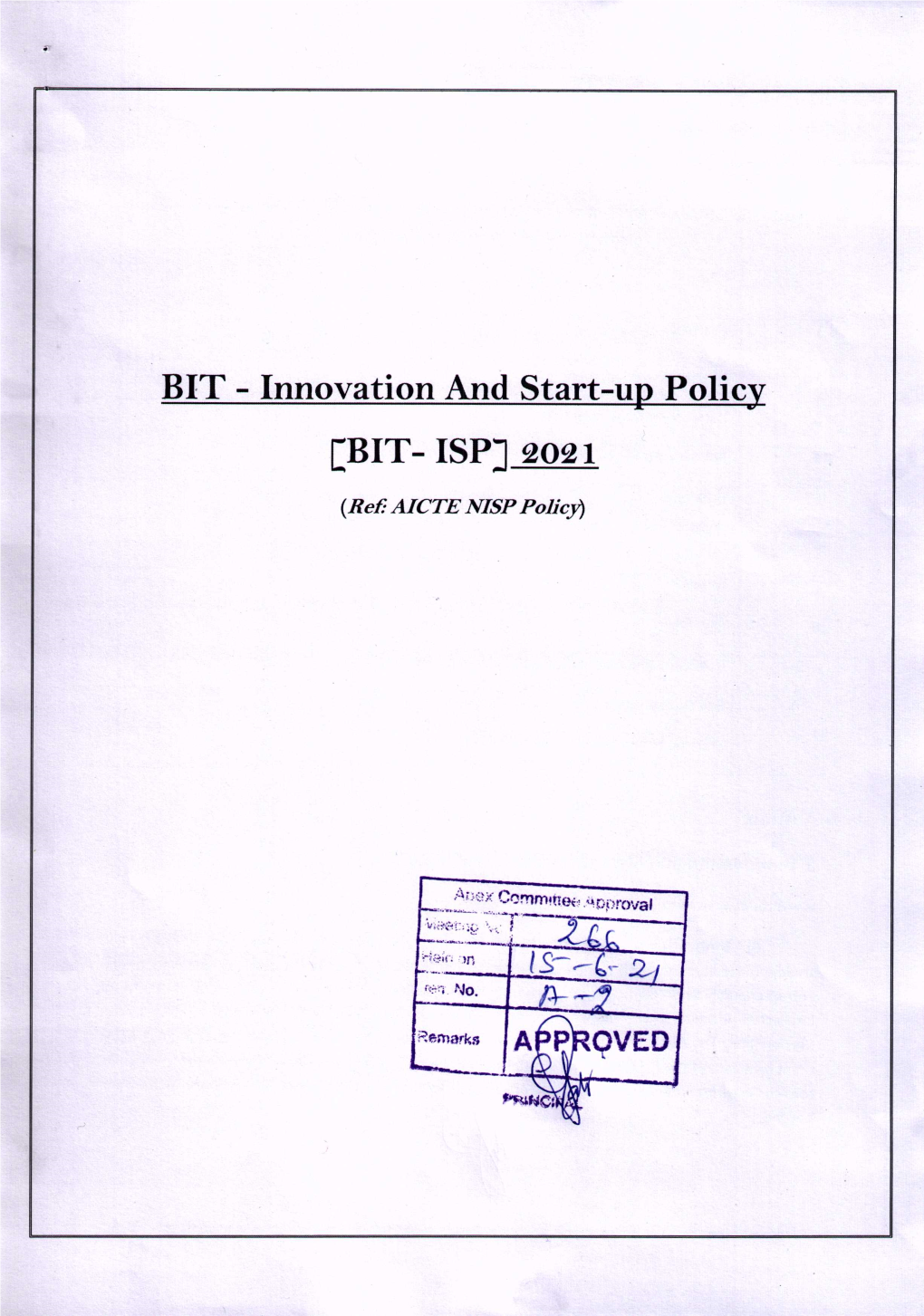 BIT – Innovation and Startup Policy (BIT-ISP)