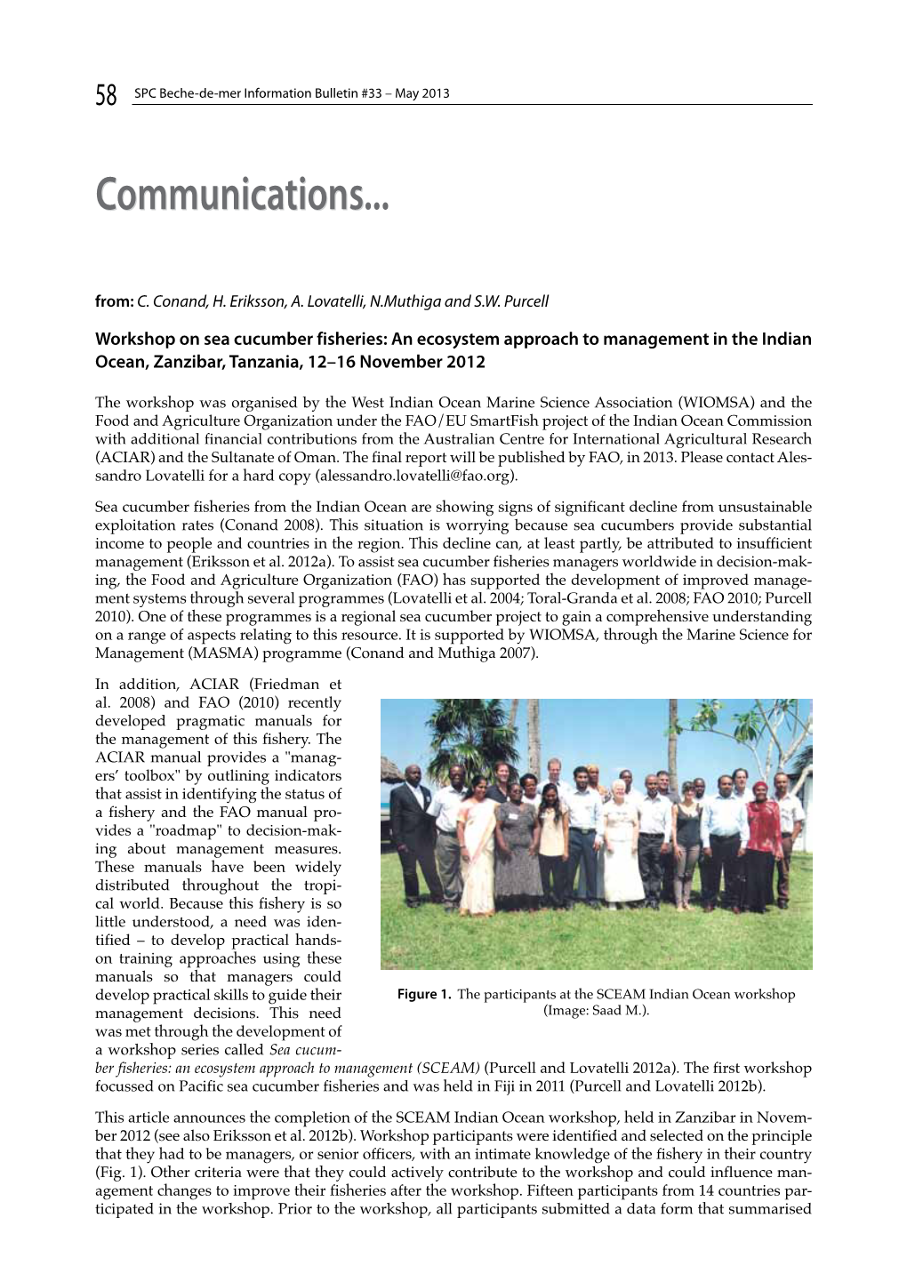 SPC Beche-De-Mer Information Bulletin #33 – May 2013
