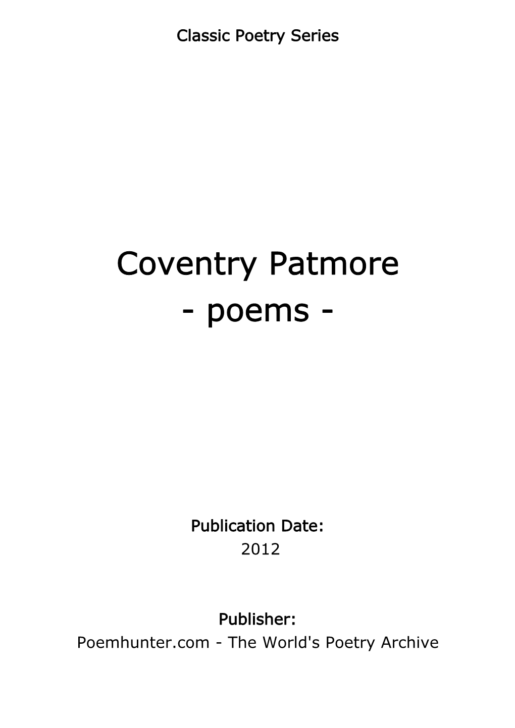 Coventry Patmore - Poems