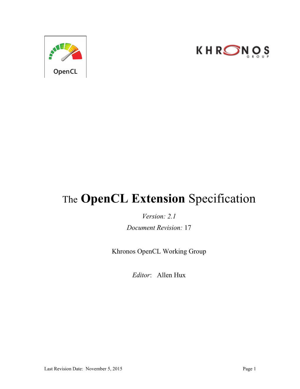 The Opencl Extension Specification