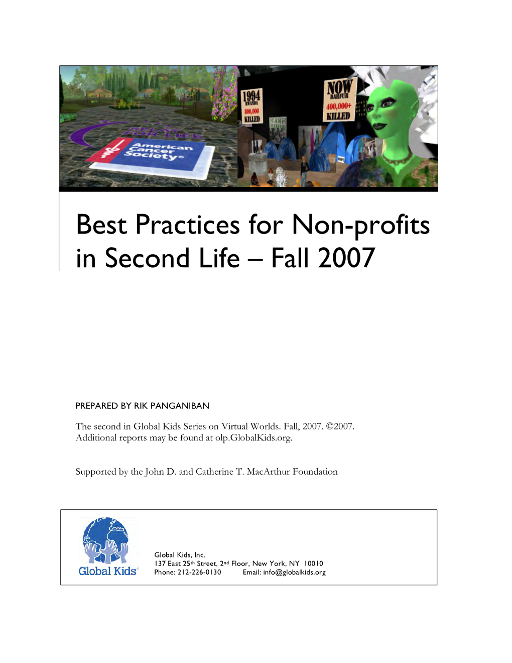 Best Practices for Non-Profits in Second Life 011508