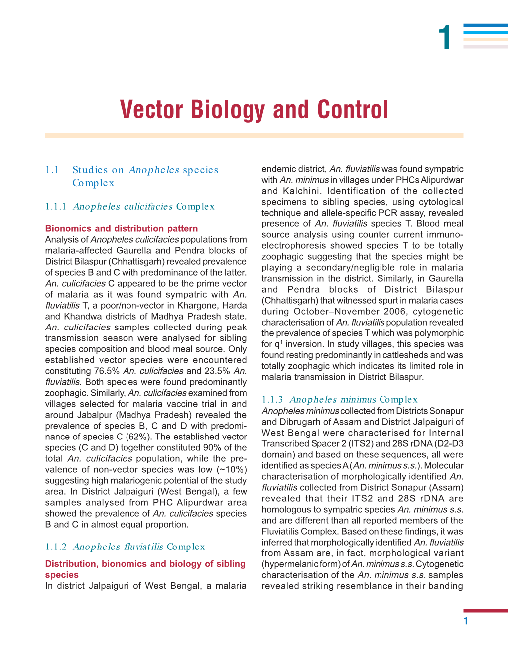 Vector Biology and Control
