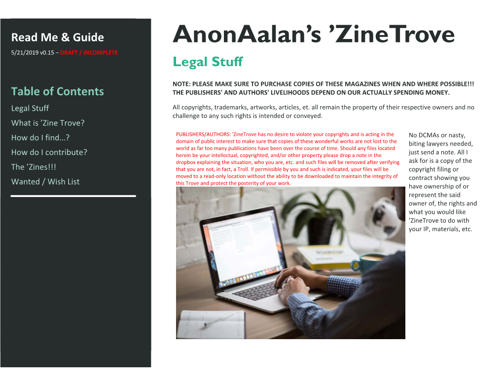 Zinetrove 5/21/2019 V0.15 – DRAFT / INCOMPLETE Legal Stuff