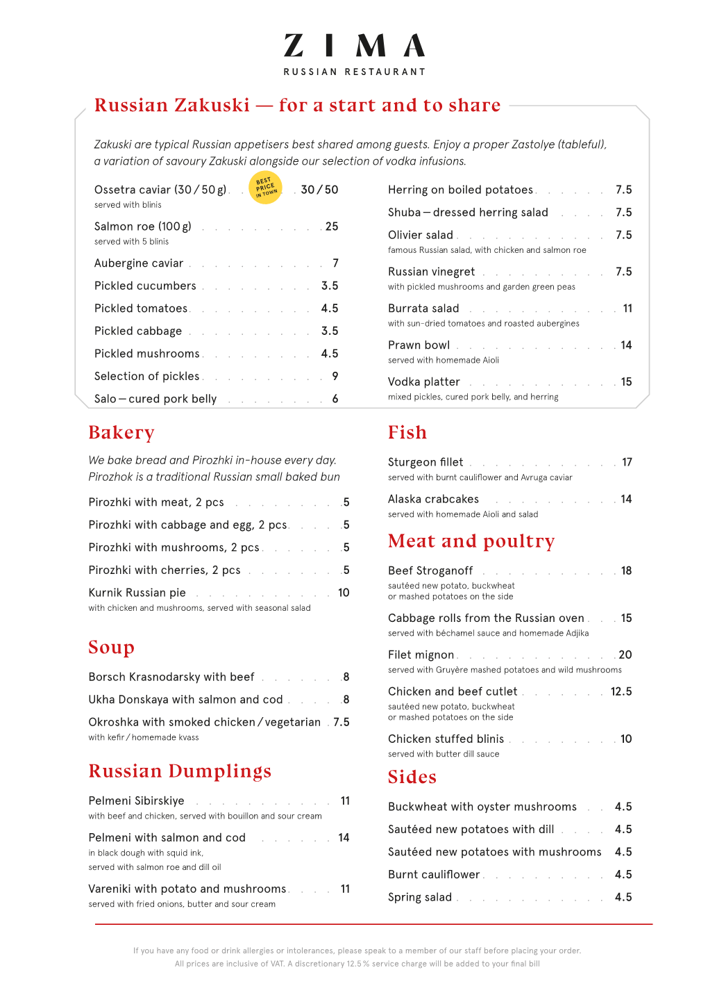 Russian Zakuski — for a Start and to Share Meat and Poultry Fish Soup Russian Dumplings Sides Bakery