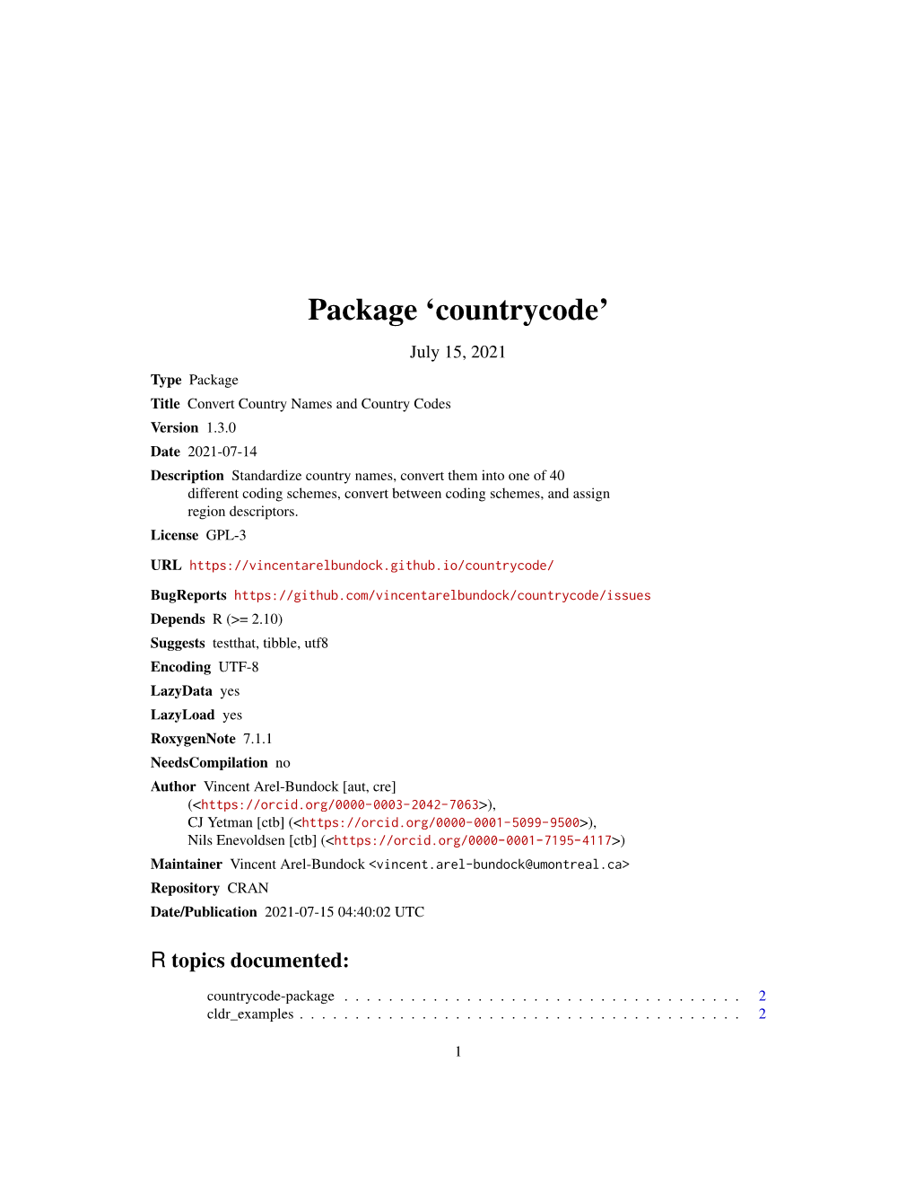 Countrycode: Convert Country Names and Country Codes
