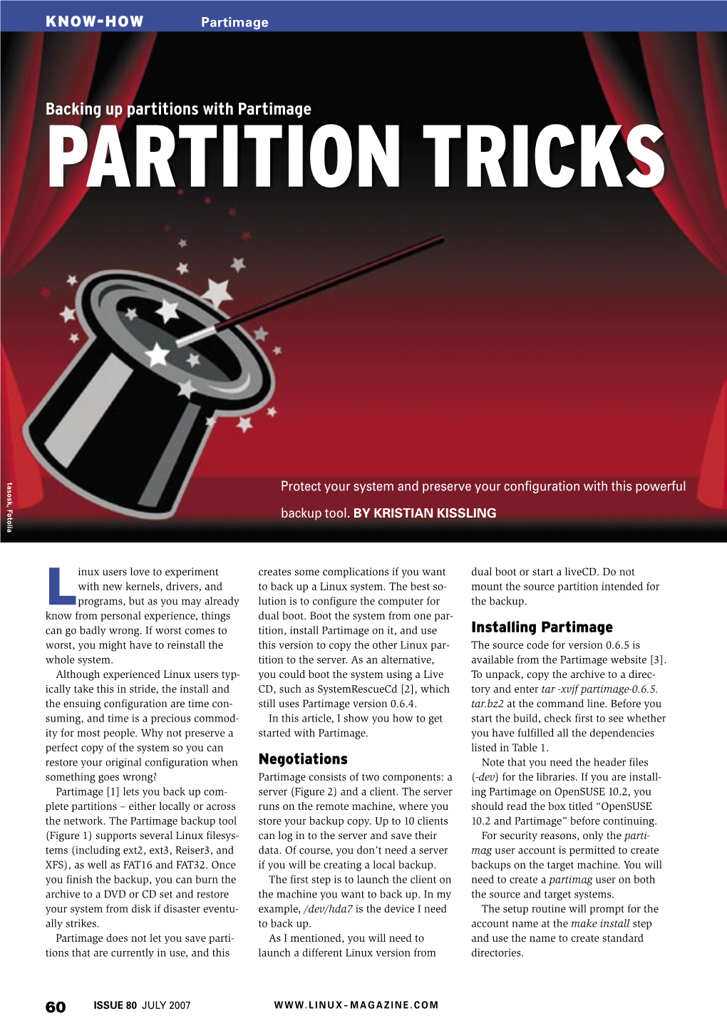Backing up Partitions with Partimage PARTITION TRICKS
