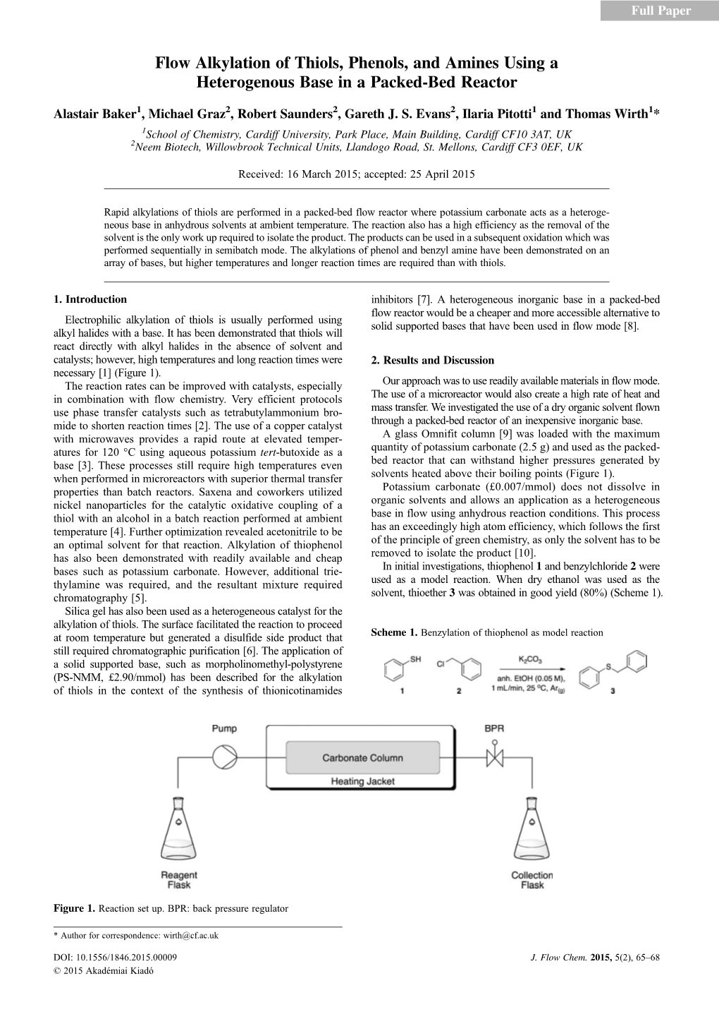 Flow Alkylation of Thiols, Phenols, and Amines Using a Heterogenous Base in a Packed-Bed Reactor