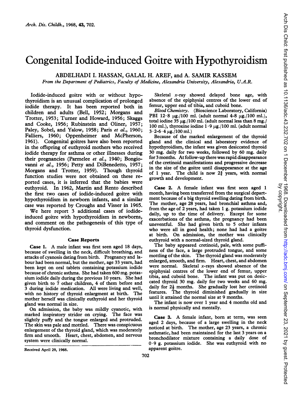 Congenital Iodide-Induced Goitre with Hypothyroidism ABDELHADI I