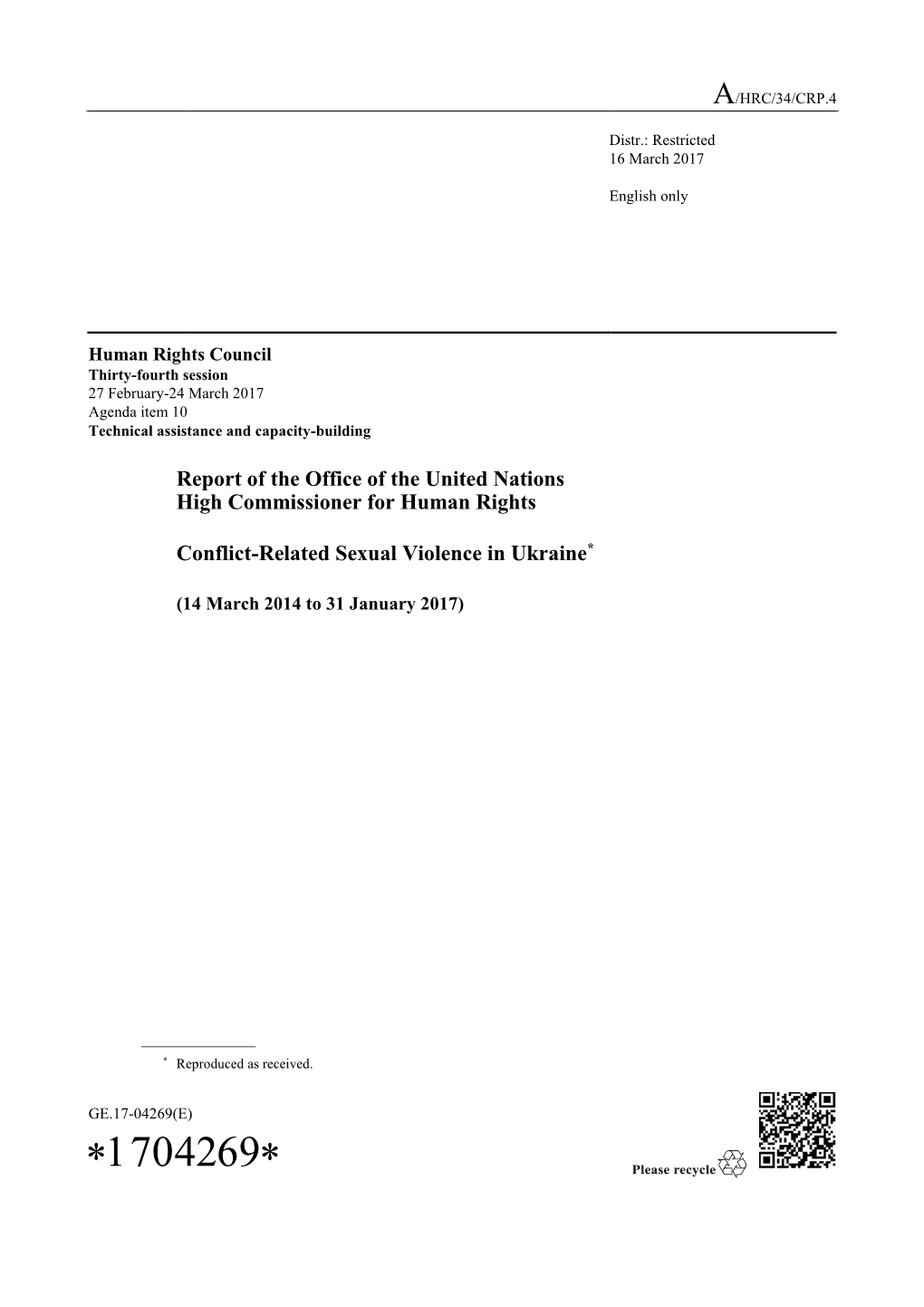 Conflict-Related Sexual Violence in Ukraine*