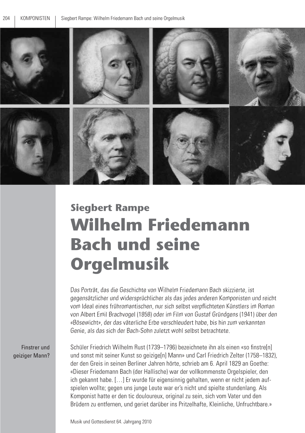 Siegbert Rampe Wilhelm Friedemann Bach Und Seine Orgelmusik