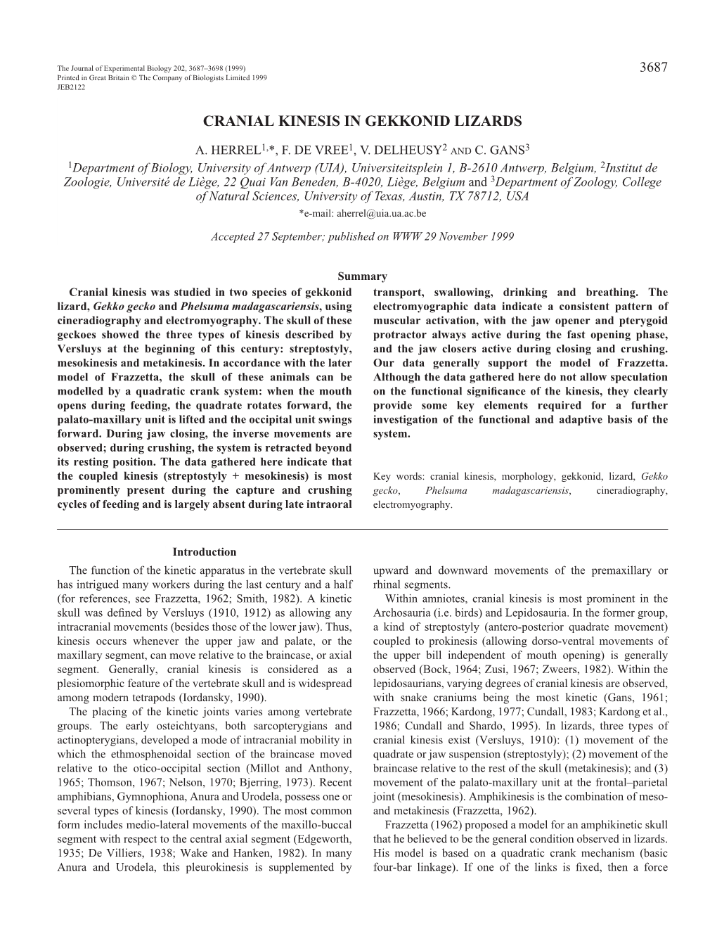 Cranial Kinesis in Gekkonid Lizards