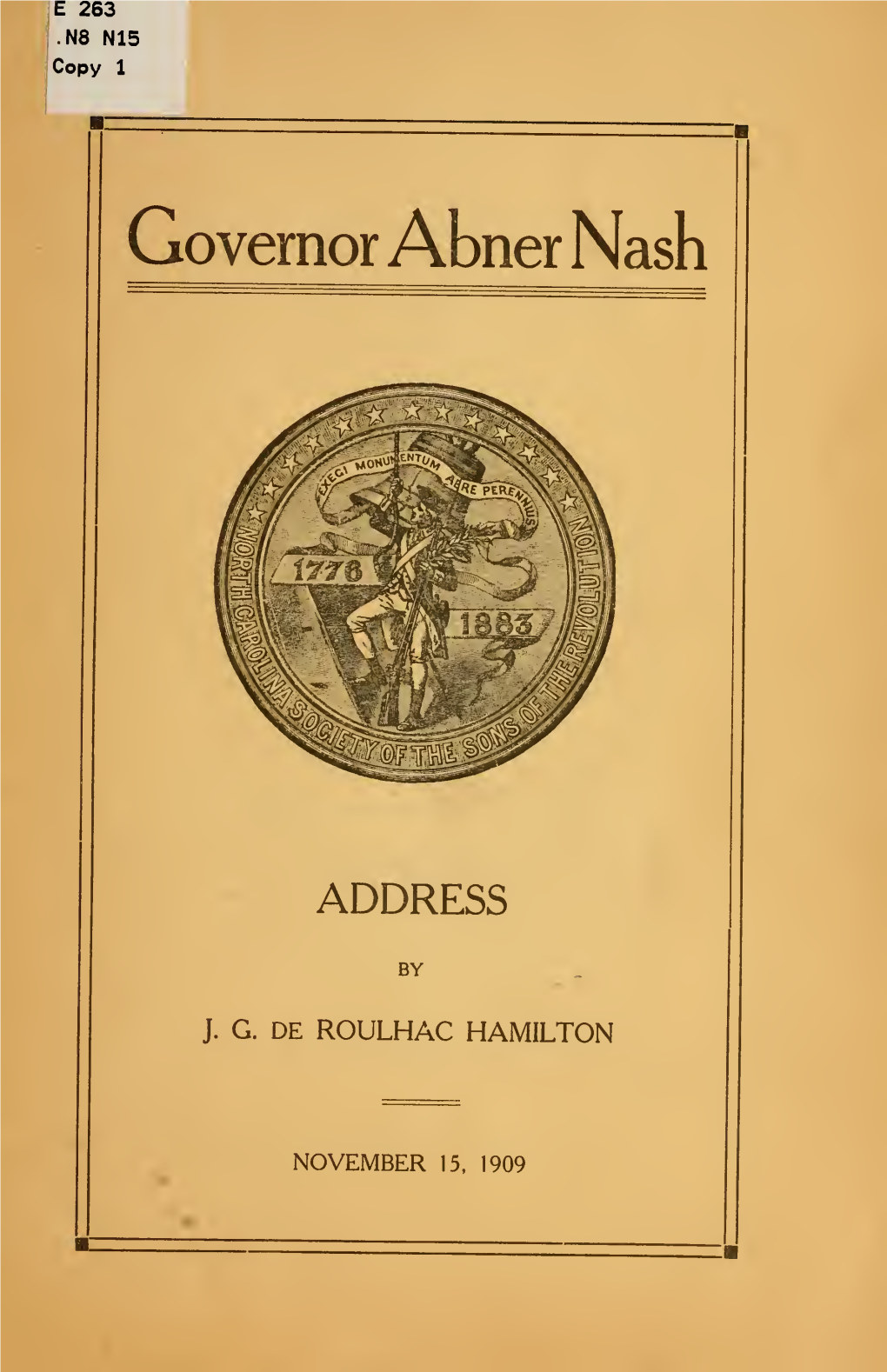 Presentation of Portrait of Governor Abner Nash to the State of North