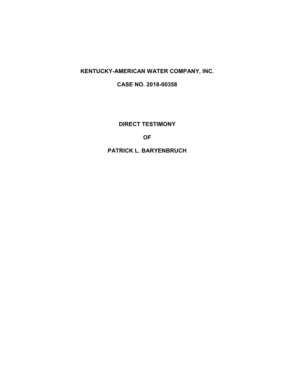 Kentucky-American Water Company, Inc. Case No. 2018