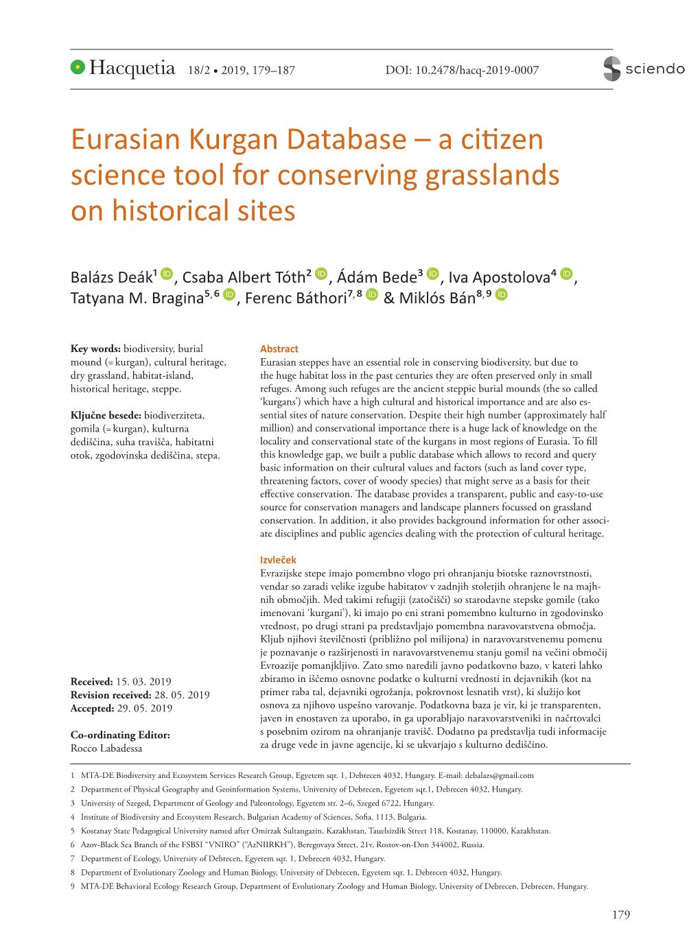 Eurasian Kurgan Database – a Citizen Science Tool for Conserving Grasslands on Historical Sites